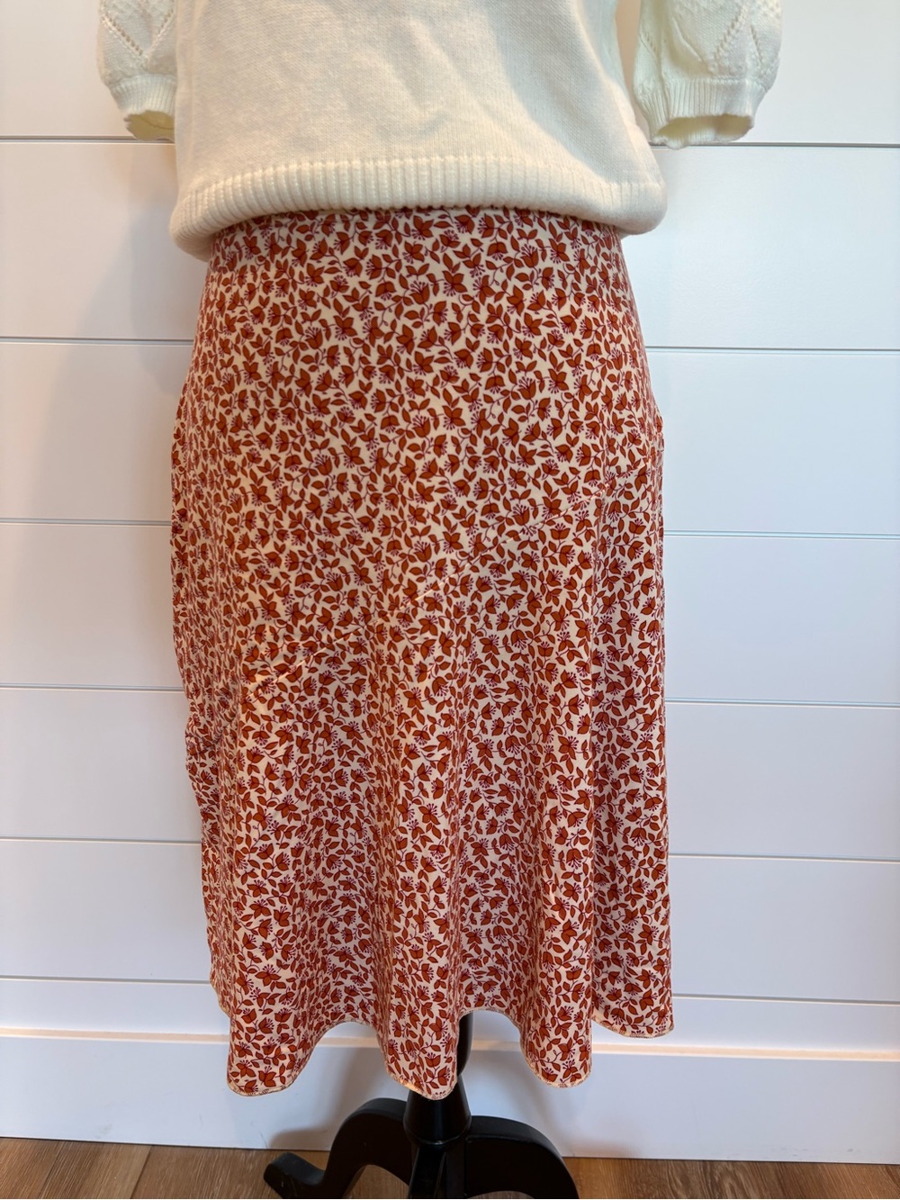 Reformation Terracotta Floral Midi Skirt Size Medium